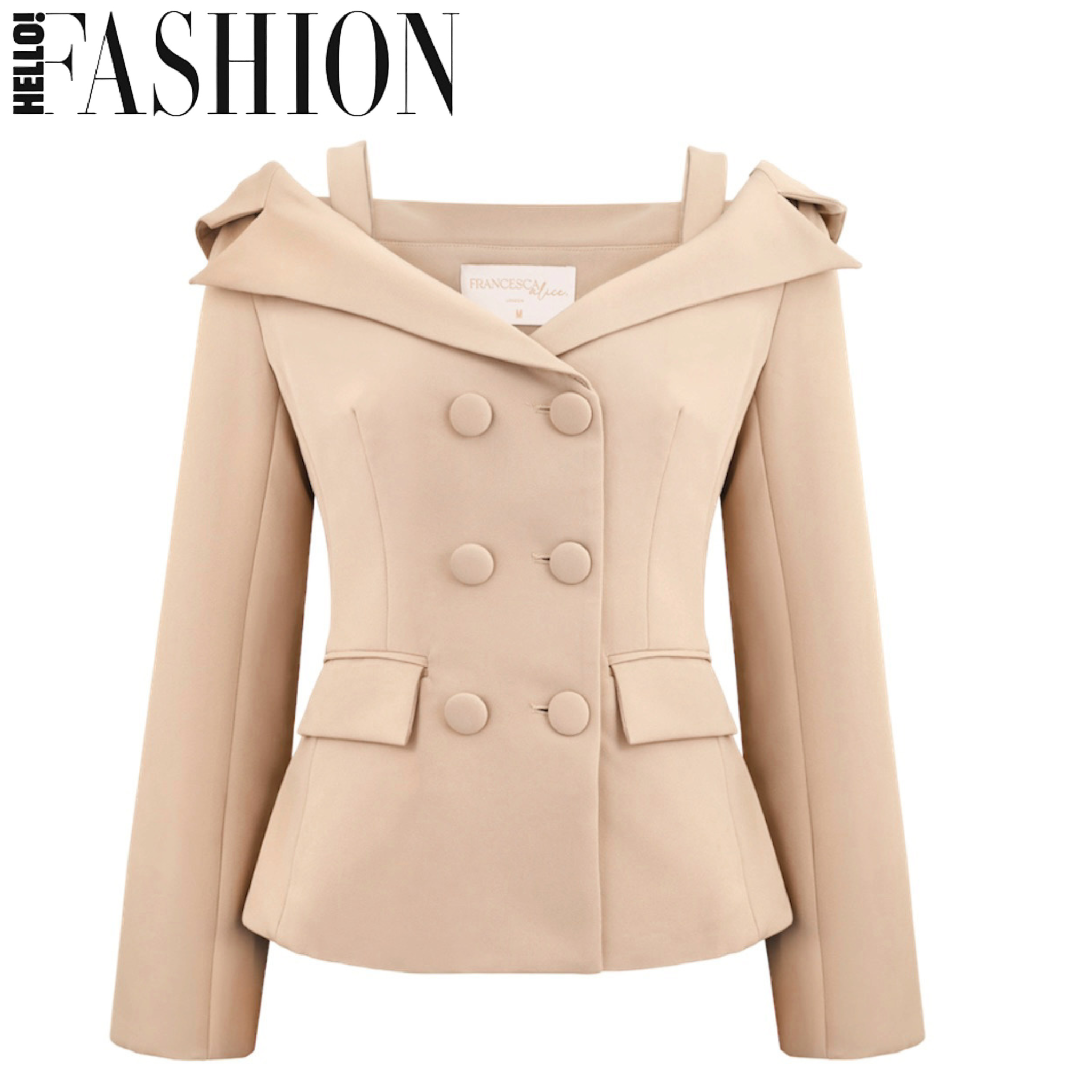 Off the shoulder double 2025 breasted jacket