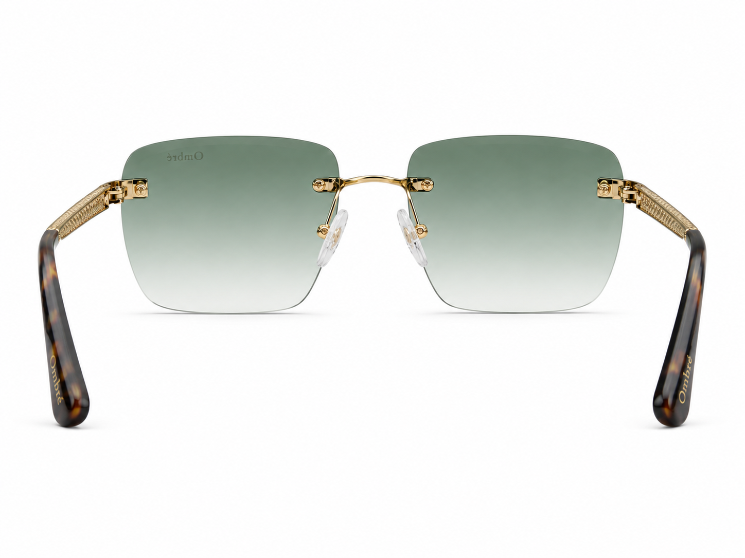 Sage Gradient Diamond-Cut Rimless Sunglasses
