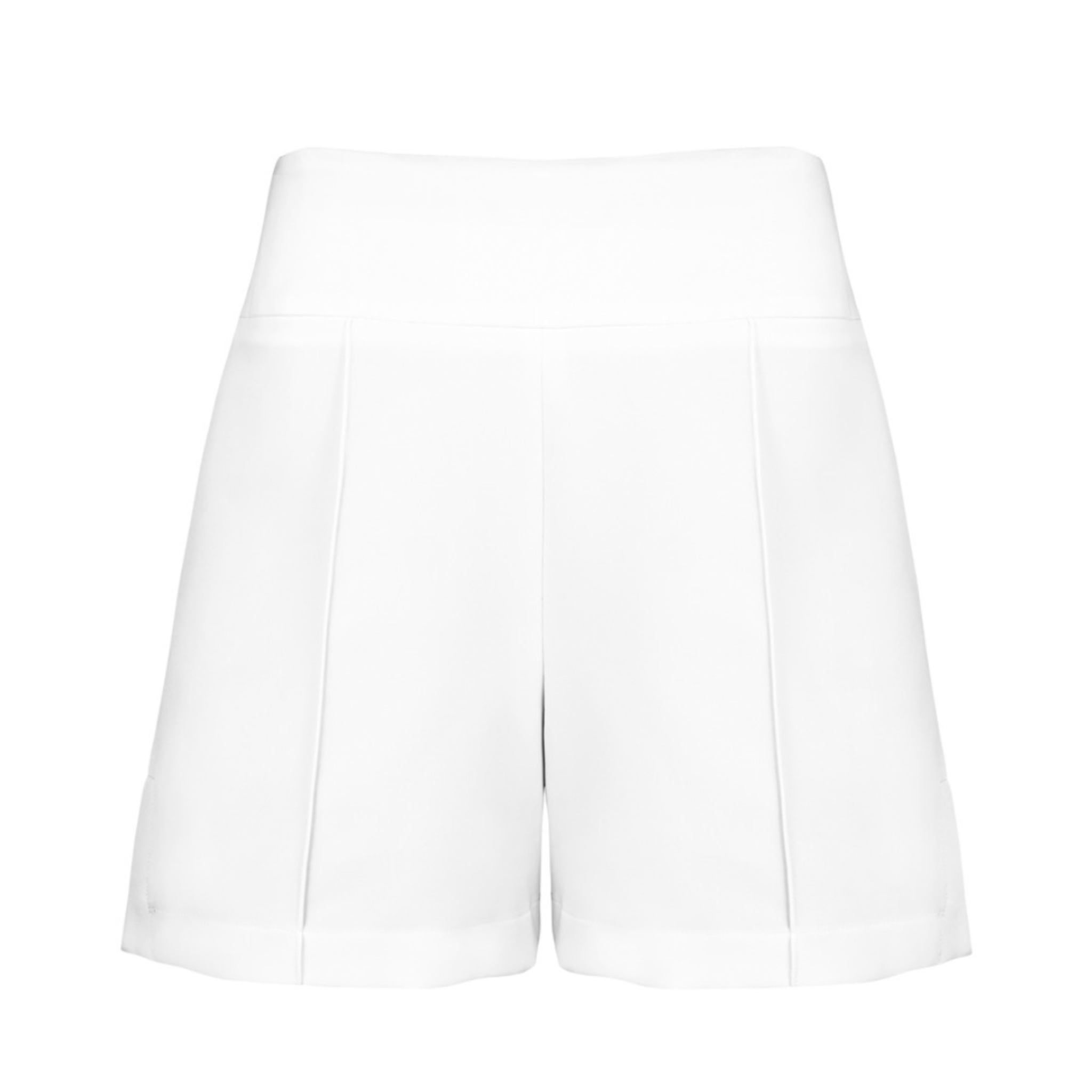 White high-waisted, wide-leg tailored shorts for women. These chic and versatile shorts feature a high waistline and wide-leg silhouette, combining comfort and style effortlessly. The crisp white color adds a touch of elegance, making them a perfect choice for a polished and fashionable summer look